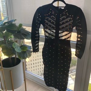 Black Dress with Gold Studded Detail